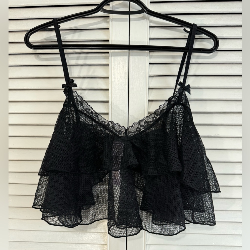COPY - Savage X Fenty black lace cropped camisole